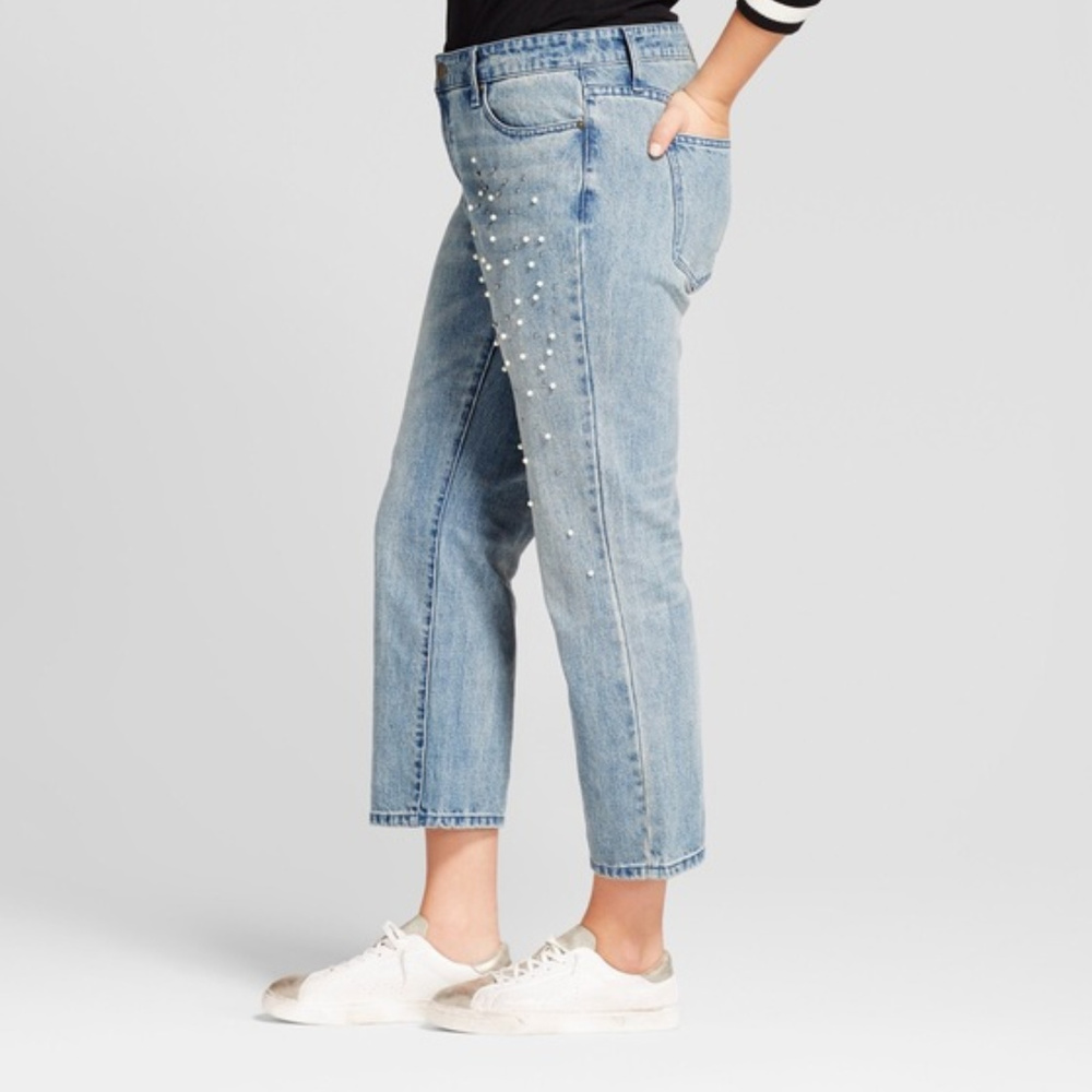 NWT Who What Wear Embellished Straight Leg Jeans